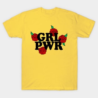 GRL PWR - Typographic/Rose Design T-Shirt